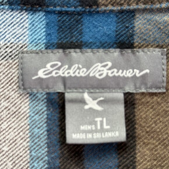 Eddie Bauer Plaid Check Flannel Button Down Shirt 100% Cotton Size Men's TL Lg - Picture 3 of 11